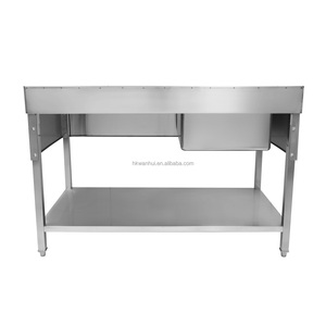 โต๊ะเตรียมอาหารสแตนเลสพร้อมชั้นวางด้านหลัง - Product Image 3