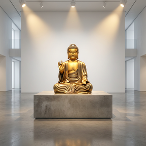 Statuetta di Buddha in Bronzo Fusa a Mano 'Serenità Sacra' - Scultura d'Arte Religiosa con <span class=keywords><strong>Dimensioni</strong></span> Personalizzate <span class=keywords><strong>e</strong></span> Servizio di Posizionamento Professionale - Product Image 1