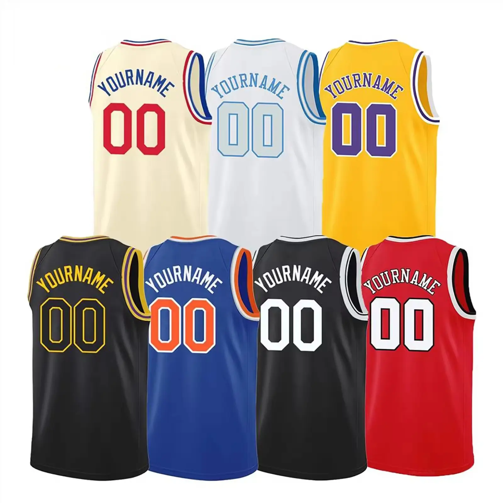 Penjualan terlaris grosir kustom 2024 pakaian olahraga basket pria jersey basket Amerika kaus nbaing 32 tim