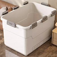Boîte de rangement en plastique PP écologique avec couvercle, grande capacité, design minimaliste, organiseur de vêtements pour la chambre à coucher