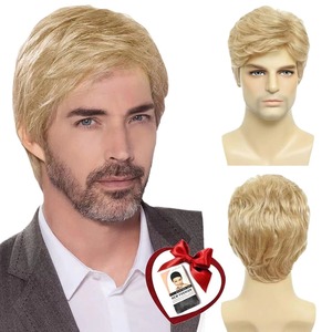 Peluca para hombre, peluquín corto, gris plateado, pelucas de pelo sintético en capas naturales para hombre, diario, Halloween - Product Image 5