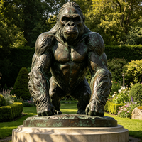 Statue de gorille en bronze de grande taille, statue de gorille en bronze coulé, couleur personnalisée, sculpture de jardin extérieure