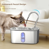 Fontaine à eau intelligente pour animaux de compagnie en acier inoxydable alimentée par USB, réservoir transparent étanche, robinet, distributeur automatique d'eau fraîche pour chiens