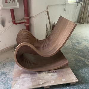 Fauteuil lounge en bois paramétrique, forme unique, siège unique avec dossier, chaise de repos moderne et créative pour la décoration intérieure - Product Image 2