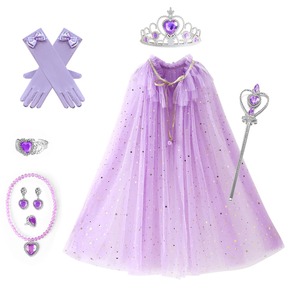Cape à capuche à paillettes pour fille, cape de princesse assortie, costume de <span class=keywords><strong>reine</strong></span> <span class=keywords><strong>des</strong></span> <span class=keywords><strong>neiges</strong></span>, costume d'Halloween, costume de Noël, accessoires de cosplay pour enfants - Product Image 4