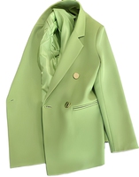 Veste de Costume Femme Chic et Élégante à Double Boutonnage, Tissée Unie, Anti-Plis, Col en V, Idéale Printemps-Automne pour le Bureau et les Occasions Formelles