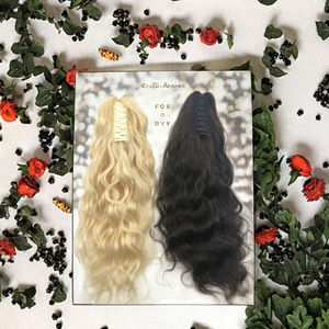 Queue de cheval en cheveux humains 100% naturels de haute qualité, 12 pouces, avec pince à griffes, blond et noir naturel, boucles crépues, livraison rapide, vente en gros - Product Image 3