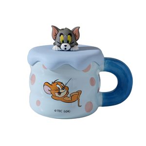 Taza de Agua Divertida con Diseño de Personajes de Dibujos Animados, Taza de Cerámica de <span class=keywords><strong>Tom</strong></span> <span class=keywords><strong>y</strong></span> <span class=keywords><strong>Jerry</strong></span> con Tapa, para Regalo de Cumpleaños, Venta al por Mayor - Product Image 5