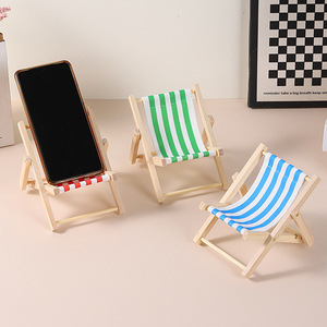 Nouveau support de téléphone portable inclinable, mini chaise de plage en bois au design mignon, accessoires photo pour bureau, décoration de <span class=keywords><strong>f</strong></span>ête de mariage - Product Image 2