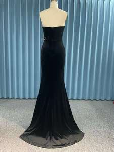 <span class=keywords><strong>Robe</strong></span> <span class=keywords><strong>de</strong></span> soirée élégante et luxueuse, longue jusqu'au sol, avec décoration en strass, fente latérale, sans manches, style chic - Product Image 3