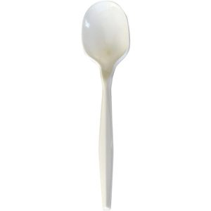 Plataforma de acampada de 4.86 pulgadas Cuchara de Sopa Desechable Blanca de Peso Medio, Cubiertos de Polipropileno, 1000 Unidades por Caja - Product Image 1