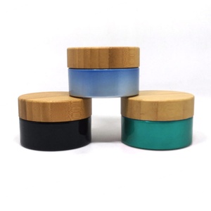 Eco Friendly Cosmetic Luxury 15ml 30ml 50ml 100ml Facial Serum Eye Cream Lotion Packaging Frosted Glass Jar with Bamboo Lid - Product Image 5