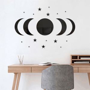 20 Piezas de Adhesivos Decorativos de Pared con Espejo Acrílico en Forma de Luna, Estrella y Sol, Espejos Autoadhesivos Creativos - Product Image 2