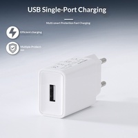 Chargeur UE de haute qualité 10W 5V2A en matériau ignifuge certifié CE/FCC avec port USB-A QC2.0 pour la charge rapide des téléphones portables et des écouteurs