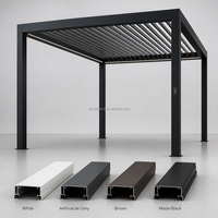 Pérgola Bioclimática Eléctrica de Aluminio para Exteriores, Techo de Láminas Impermeable, Toldo Retráctil Motorizado para Balcón o Patio