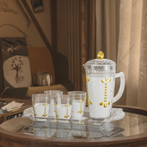 Hiện Đại Rõ Ràng Nhựa Jug 4 Tumbler Drinkware <span class=keywords><strong>Set</strong></span> Với Xử Lý Biểu Tượng Tùy Chỉnh Ấm Nồi Nước Lọ Bao Gồm Bình Nắp Trà Cách Sử Dụng - Product Image 3