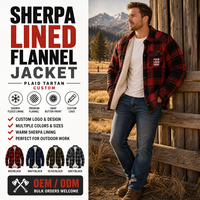 Chemise-veste en flanelle matelassée doublée de sherpa pour homme avec logo personnalisé, chemise-veste en flanelle brossée chaude pour homme