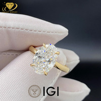 Bague de fiançailles en or massif 10K 14K 18K avec diamant ovale de 3 carats VVS1 cultivé en laboratoire pour femmes, certifié IGI