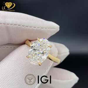 फिनेज्स 18k ठोस सोने 3ct vs1 अंडाकार कट लैब उगाई गई हीरे की सगाई की अंगूठी महिला - Product Image 1