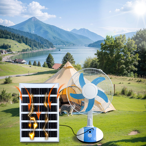 Ventilateur solaire de 16 pouces de bonne qualité avec éclairage LED, sortie USB, rechargeable, certifié CE, avec minuterie pour la maison et la table, modèle TA14 Solar Ac - Product Image 6