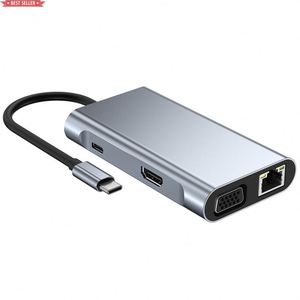 محول Jumon Aux شاحن محطة إرساء PD محول إيثرنت سريع كمبيوتر محمول نوع C 4K HDTV <span class=keywords><strong>Usb</strong></span> RJ45 <span class=keywords><strong>USB</strong></span> 7 في 1 <span class=keywords><strong>USB</strong></span> C HUB - Product Image 5
