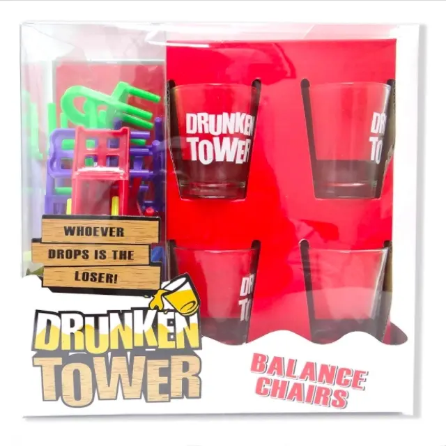 Torre de apilamiento de bloques de construcción para niños, torre de clasificación de juegos de fiesta, Torre colorida, bloque de construcción, silla de equilibrio, juego de anidación para beber