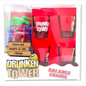 술취한 타워 블록 스태킹 타워 파티 게임 토핑 화려한 타워 정렬 빌딩 블록 균형 의자 중첩 음주 게임