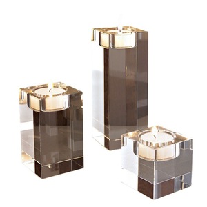 Misura su misura cubo di lusso moderno di nozze decorazioni da tavola in cristallo solido candelabro portacandele trasparenti portacandele - Product Image 6