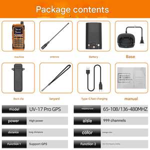 Vente en gros de talkie-walkie UV-17 8W VHF/UHF double bande, radio bidirectionnelle portable avec batterie 2500-3000mAh et portée de 0-5km - Product Image 5