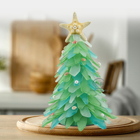 Arbre de noël en verre de mer naturel avec coquillage de conque naturel, décoration de la maison, ornements de noël, cadeau artisanal, vente en gros