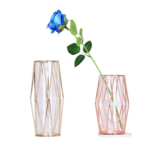 Creative Diamond Gold Plating <b>Stand</b> Glass <b>Vase</b> Modern Hydroponic Water Storage Tabletop Transparent Hydroponic <b>Vases</b> - Product Image 4
