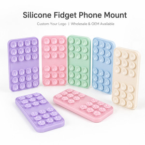 Custom Logo Silicone <b>Suction</b> Cup Phone Mount Fidget Toy Stress Relief Cell Phone Holder for Mirrors and Glass Surface Daily - Product Image 1