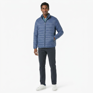Custom Made Men <b>Canvas</b> Puffer Jacket Stand Front Stitched Personalized Casual Wear Anti-Wrinkle Breathable Comfortable Winter - Product Image 1