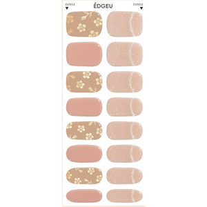 Ensemble d'autocollants pour ongles Edgeu avec motif floral dans des tons beige et doré pour une application facile et une tenue longue durée - Product Image 3