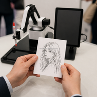 Robot Dessinateur DexArm pour Salons Professionnels, Artiste Robotique Dessinant des Portraits au Trait sur Site, Robot d'Attraction pour Expositions