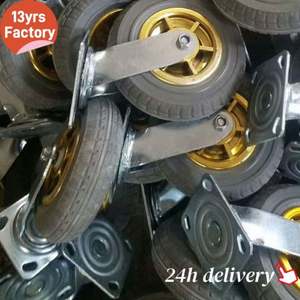 Heavy Duty <span class=keywords><strong>Industrial</strong></span> 8 Polegada 200mm Rodízio Roda De Borracha Preta Roda Castor 3 '4' 5 '6' 8 'Giratória Tipo Rodízios De Rolo De Aço - Product Image 2