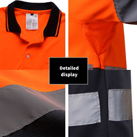 Polo de travail réfléchissant haute visibilité avec logo personnalisé, poche et manches longues pour hommes