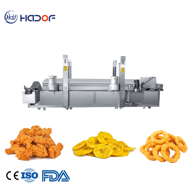 Electric Continuous Oil Fryer for Wheat Flour Snacks Industrial Frying Machine Chips Potato/Banana Chips Frying Production Line