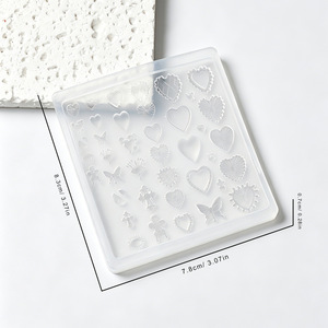 Molde de Estarcido 3D Rectangular de Alta Transparencia para Arte de Uñas con Patrones de Corazón, Flor, Cruz y Lazo, Molde para Tallado DIY - Product Image 6
