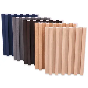 Kayu Plastik Komposit PVC Coating Cladding Bergalur Dinding Papan Interior Panel Dinding