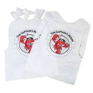 Customized Disposable Plastic Lobster Bibs Adults Apron for Restaurant /Home With Custom Logo Aprons Thick Microns