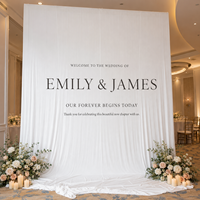 Rideau de fond personnalisé en tissu blanc pour cérémonie de mariage, fête, extérieur, pelouse, anniversaire, décoration de photomaton
