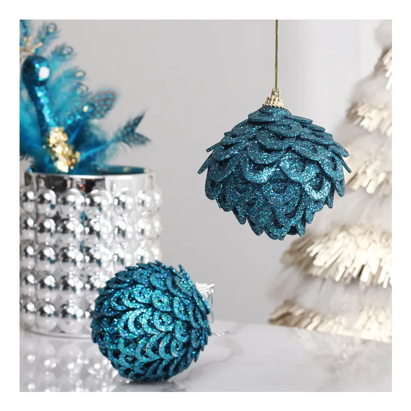 Bola de árvore de natal decorativa feita à mão, enfeites de árvore de pendurar, esfera de espuma para decorar itens de natal