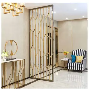 आसान स्थापना खड़ी ग्रिल डिजाइन सोने दर्पण स्टेनलेस स्टील सजावटी कमरे में विभक्त