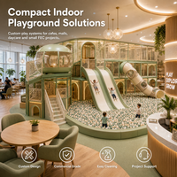 Parque Infantil Interior para Niños, Color Beige Cálido, Certificado TUV ISO 9001, Piscina de Pelotas, Mini Tobogán, Puente, Pasarela, Proyecto para Cafetería Familiar