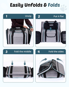 Two Sided Expandable Oxford <b>Pet</b> <b>Carrier</b> <b>Backpack</b> Zipper Eco-Friendly Sustainable Travel Bag Airline Approved for Small Animals - Product Image 5