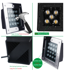 Lampes encastrées pour allées, décoration de briques souterraines, lampes carrées colorées pour trottoirs, lampes encastrées pour cour, projecteurs encastrés pour couloirs - Product Image 6