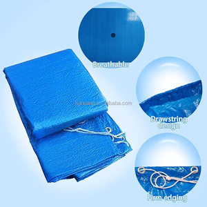 Bâche de piscine robuste en PE bleu, imperméable et résistante au vent, avec œillets, pour l'hiver et l'été - Product Image 6