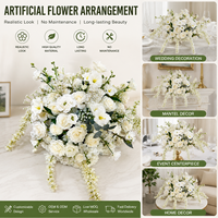 Décor de scène moderne pour événements et fêtes de mariage, arrangement mixte de roses blanches artificielles en soie