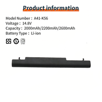 Batterie d'ordinateur portable pour ASUS A31 A32 A41-K56 K56C A42 A46 A46C E46 K46 S46 A56 S56 S550 S550C S550CM U58 E56C